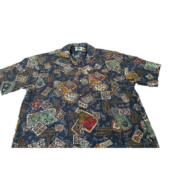 No Problem International Men Hawaiian Shirt Size L Button Up Short Sleeve - Picture 3 of 8